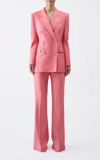 Gavin Blazer en watermelon laine soie hopsack drap de costume