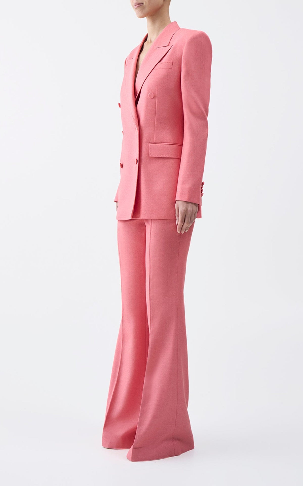 Gavin Blazer en watermelon laine soie hopsack drap de costume