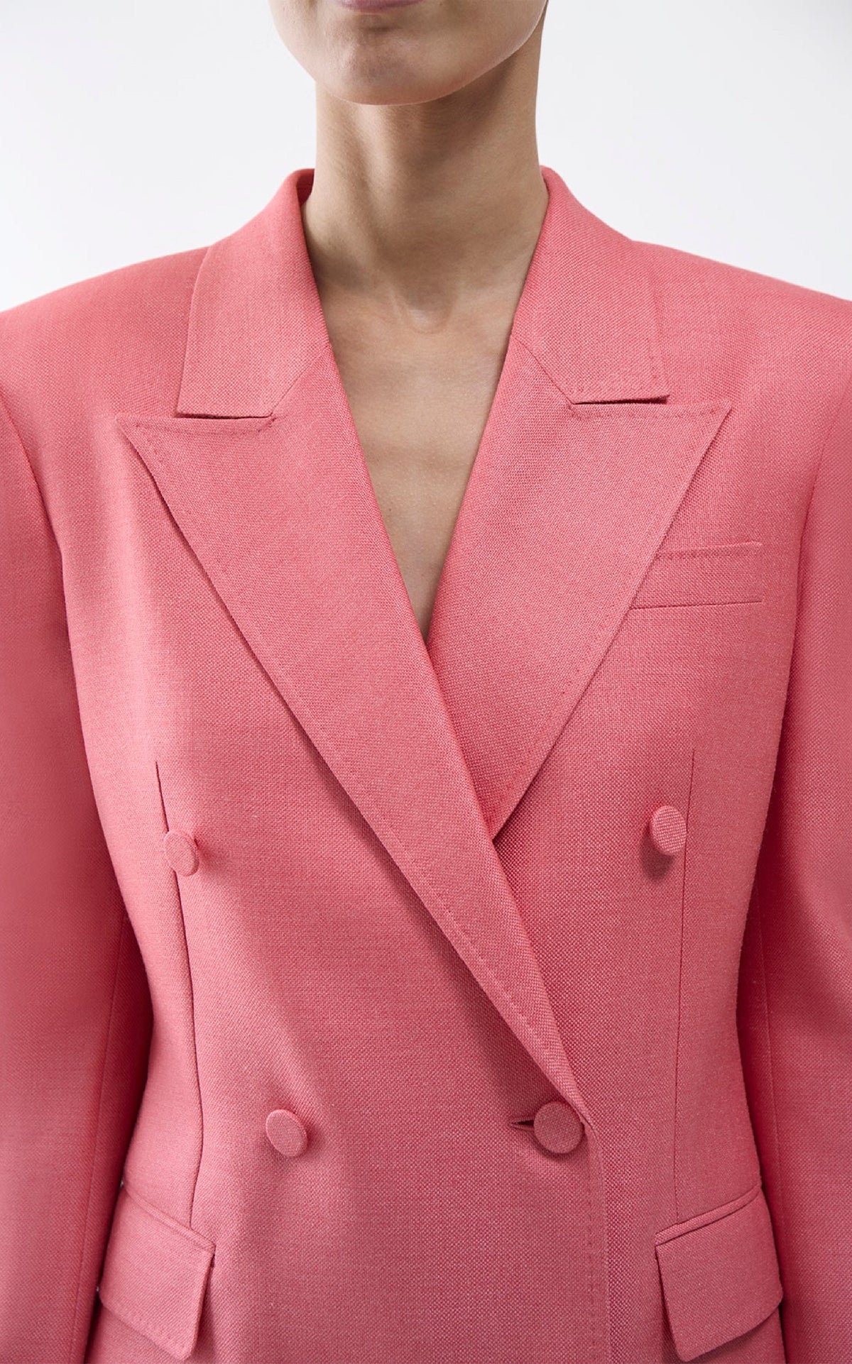 Gavin Blazer en watermelon laine soie hopsack drap de costume