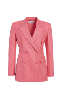 Watermelon / Veste blazer Gavin en soie et laine - Watermelon