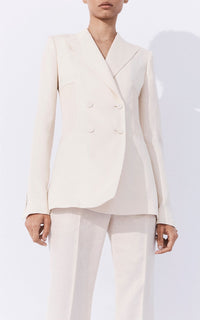 Brett Blazer en ivoire textured lin sub