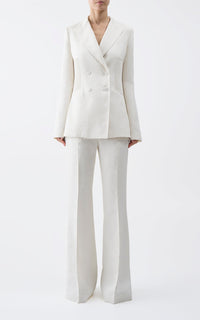 Brett Blazer en ivoire textured lin sub