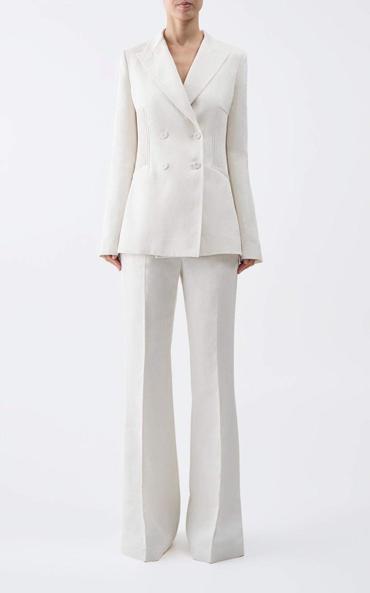 Brett Blazer en ivoire textured lin sub