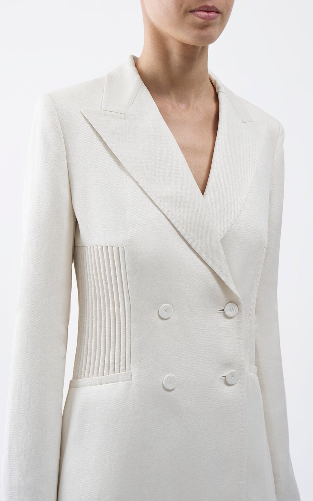 Brett Blazer en ivoire textured lin sub