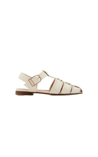 Cream / Sandales Lynn avec point couverture en cuir - Cream