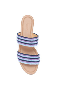 Lora Sandal W/ Crochet en bleu marine foncé multicolore nappa crochet