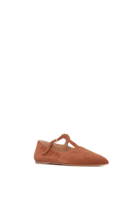 Lola Ballerina en cognac daim