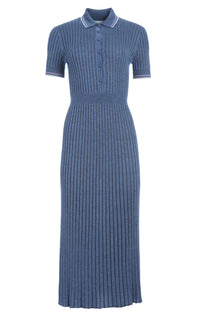 Eyot Dress en denim bleu jaipur cachemire soie fil