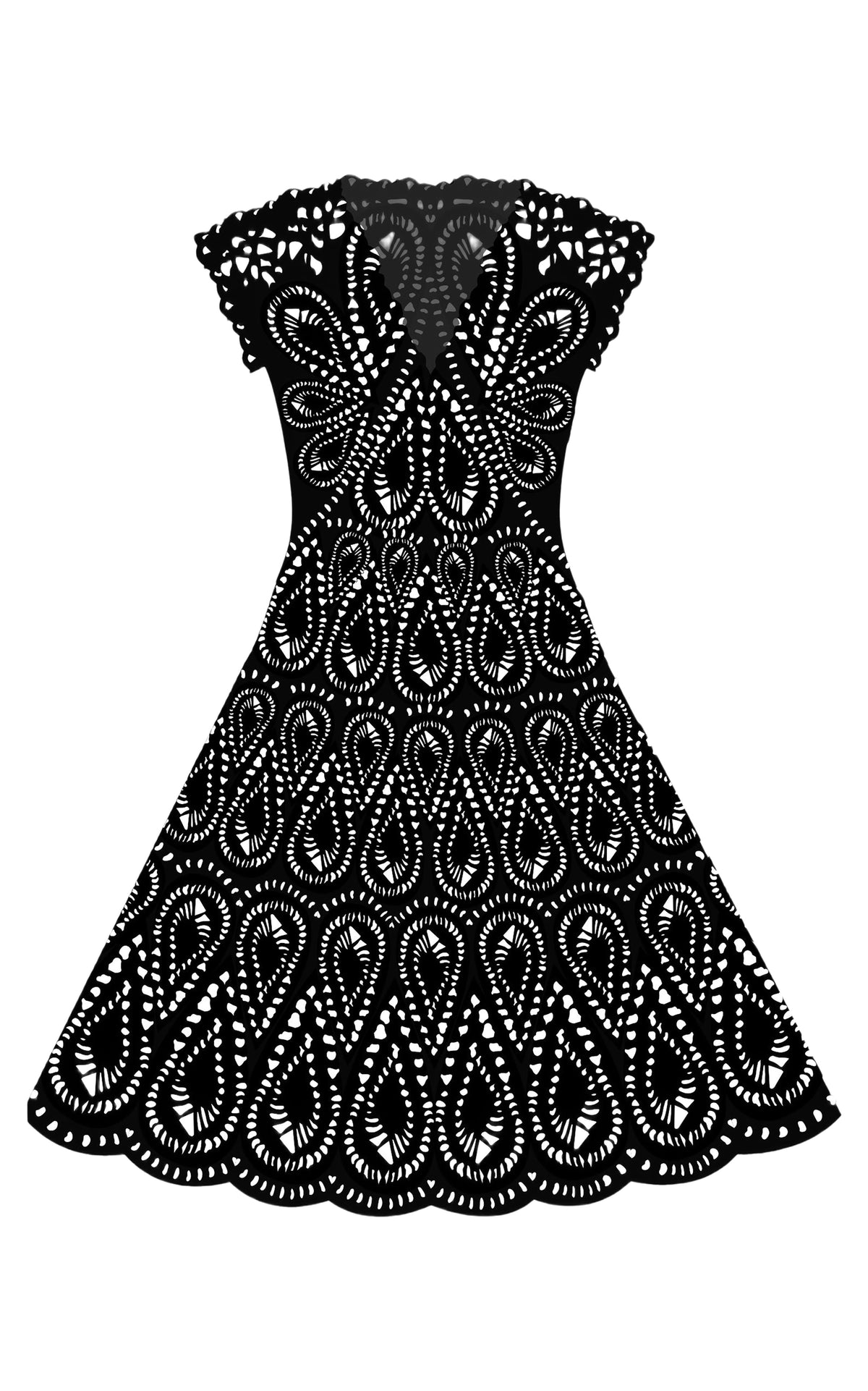 Black / Robe Waldman en laine et cachemire - Black