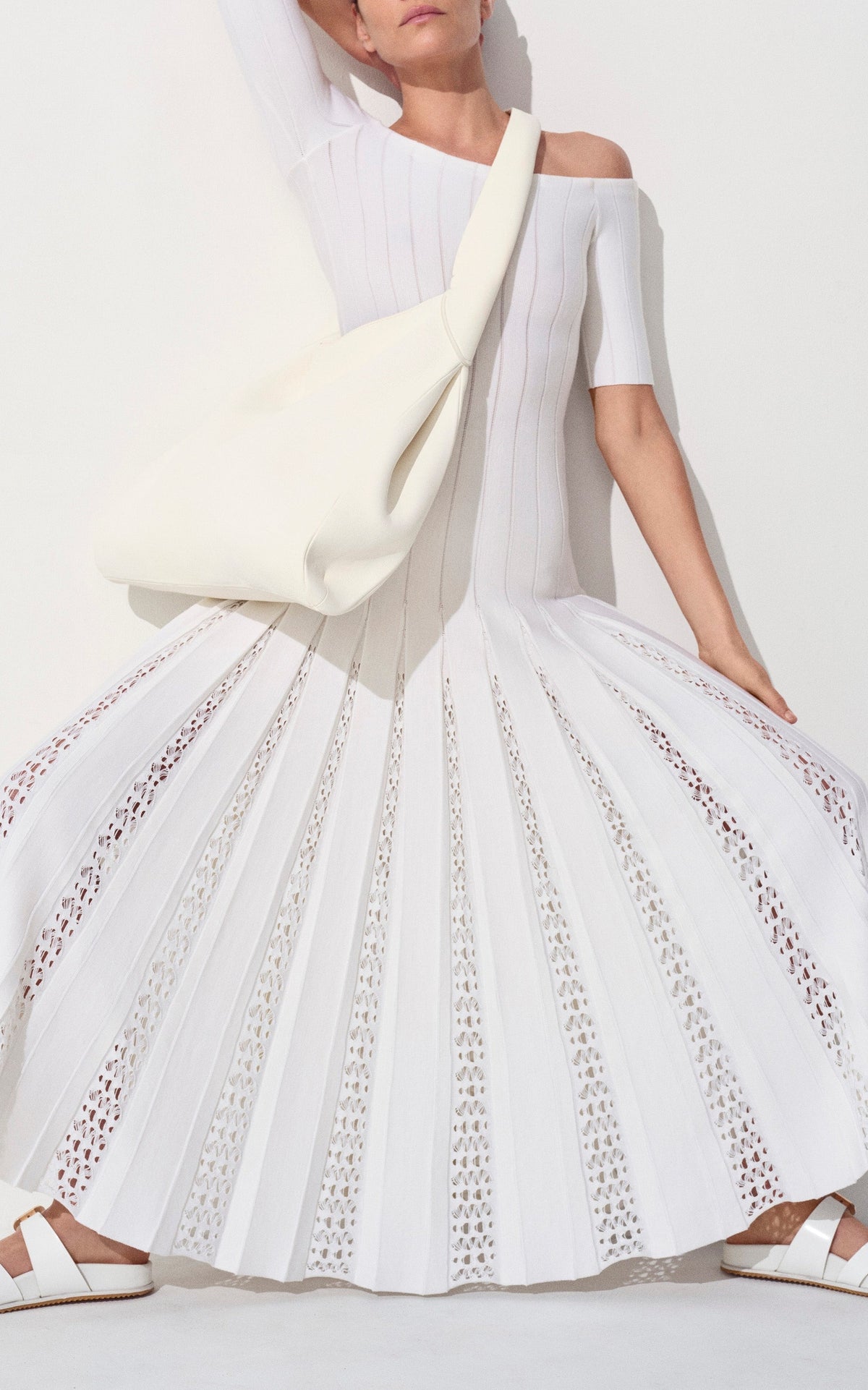 Ivory / Robe à épaule dénudée Kurt en laine - Ivory