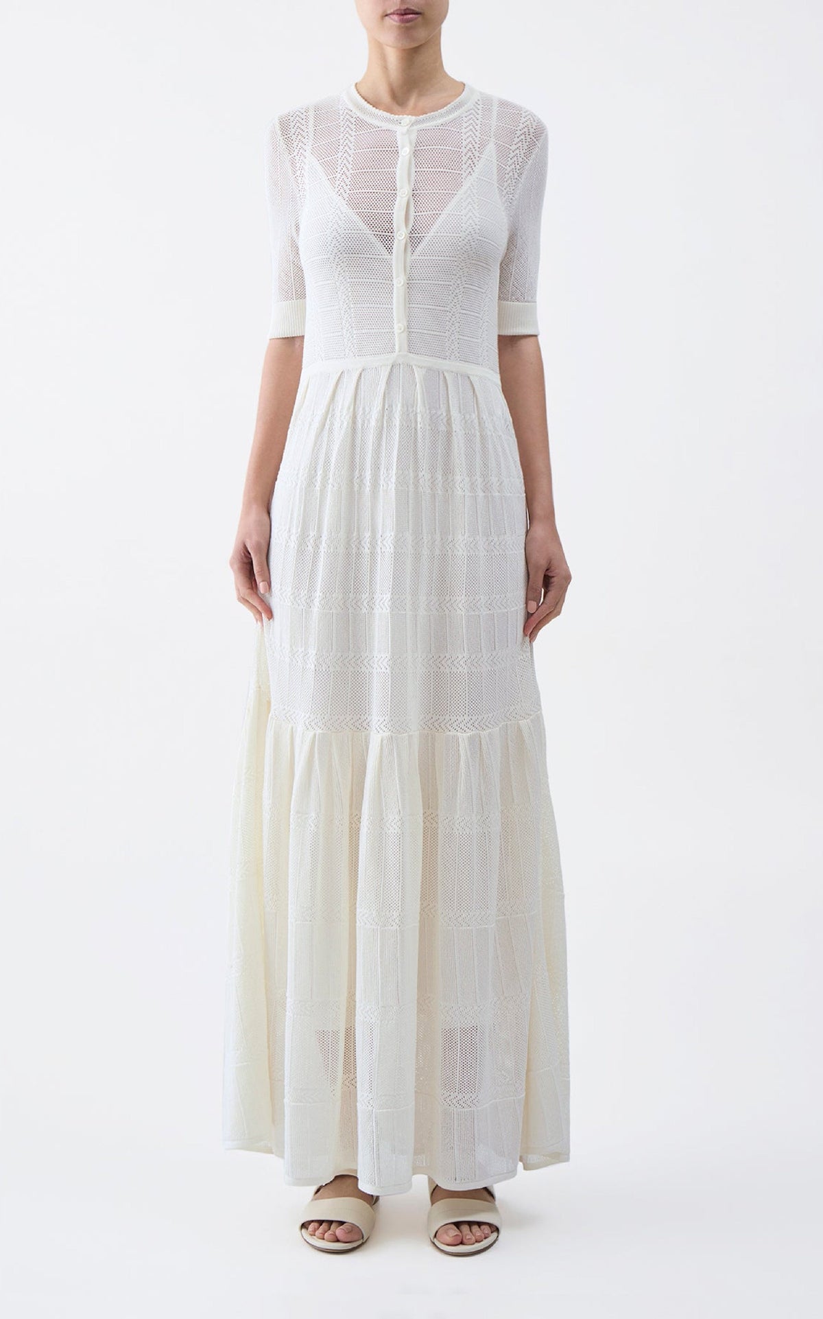 Iris Dress en ivoire coton soie