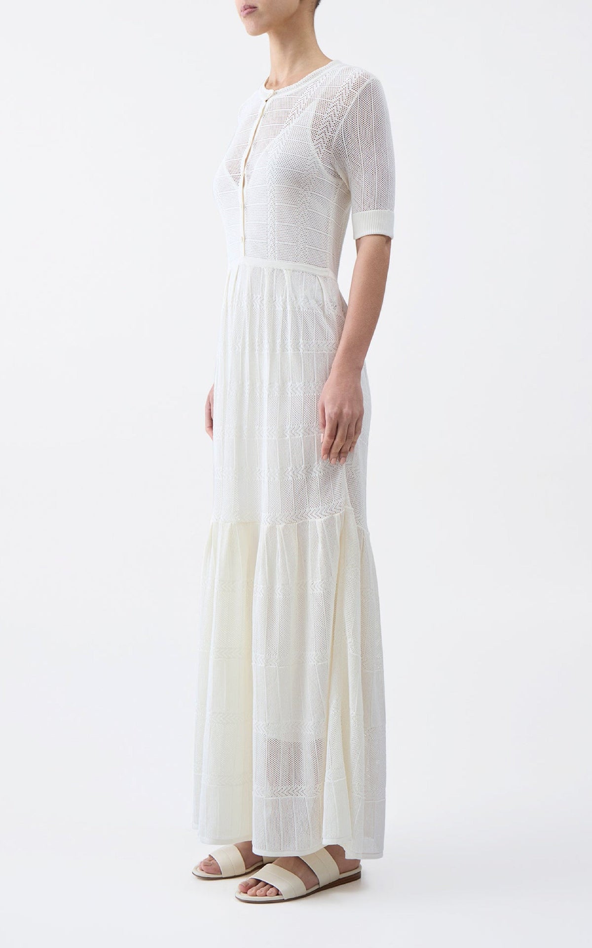 Iris Dress en ivoire coton soie