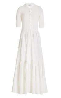 Iris Dress en ivoire coton soie