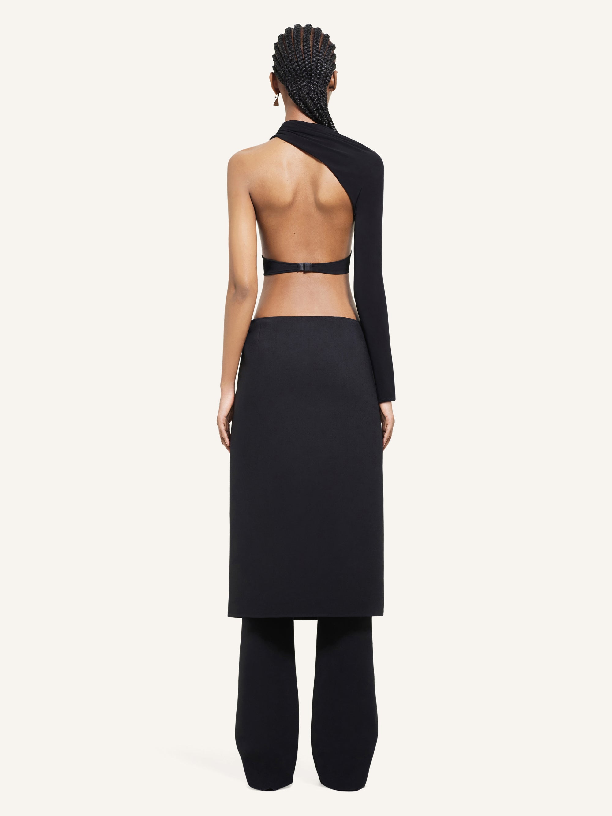 PREMIUM 26pcs NEW / JUPE MIDI TAILLEUR OBLIQUE - Black