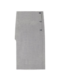 Oblique Midi Skirt with Houndstooth Pattern - Black & Natural