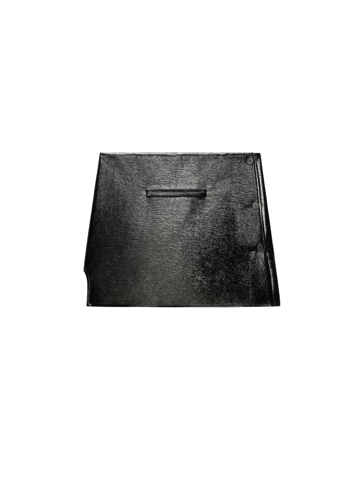 PRIX MARQUE : 130 / MINI JUPE OBLIQUE EN VINYLE