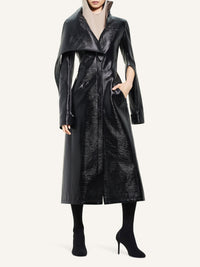 PREMIUM 5pcs NEW / LONG TRENCH EN VINYLE - Black