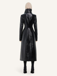 PREMIUM 5pcs NEW / LONG TRENCH EN VINYLE - Black