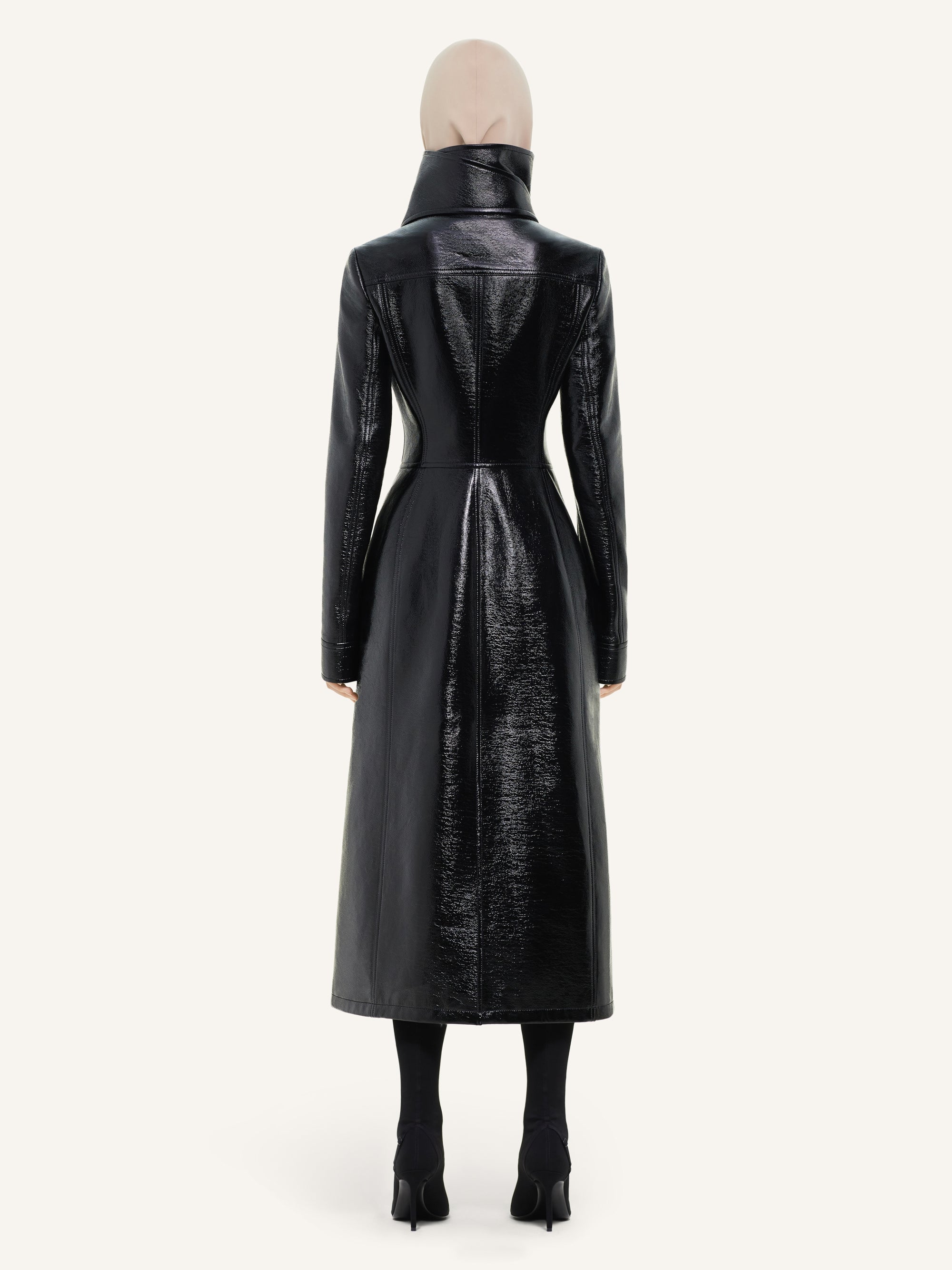 PREMIUM 5pcs NEW / LONG TRENCH EN VINYLE - Black