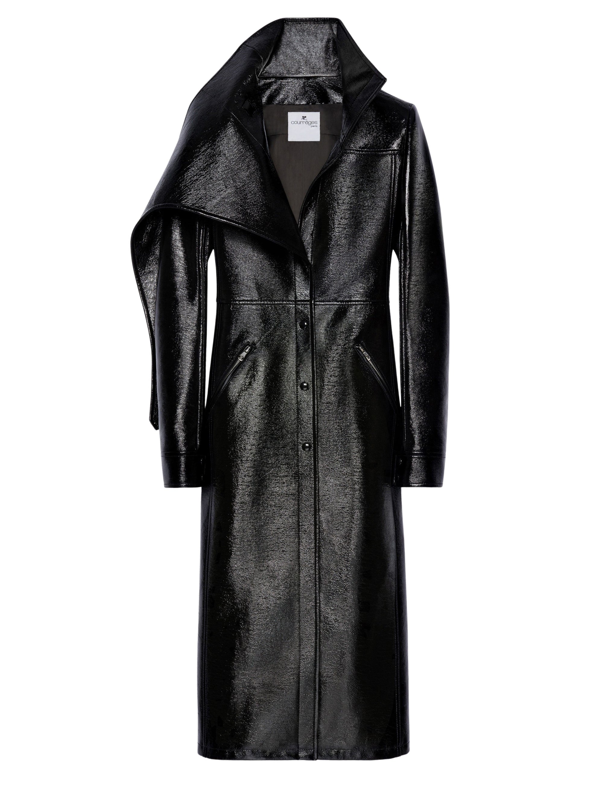 PREMIUM 5pcs NEW / LONG TRENCH EN VINYLE - Black
