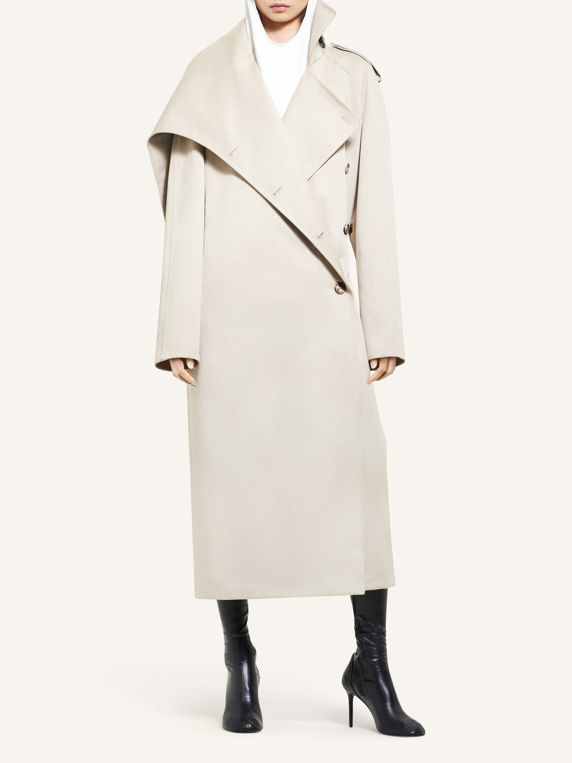 PREMIUM 15pcs NEW / LONG TRENCH COAT OBLIQUE - Beige