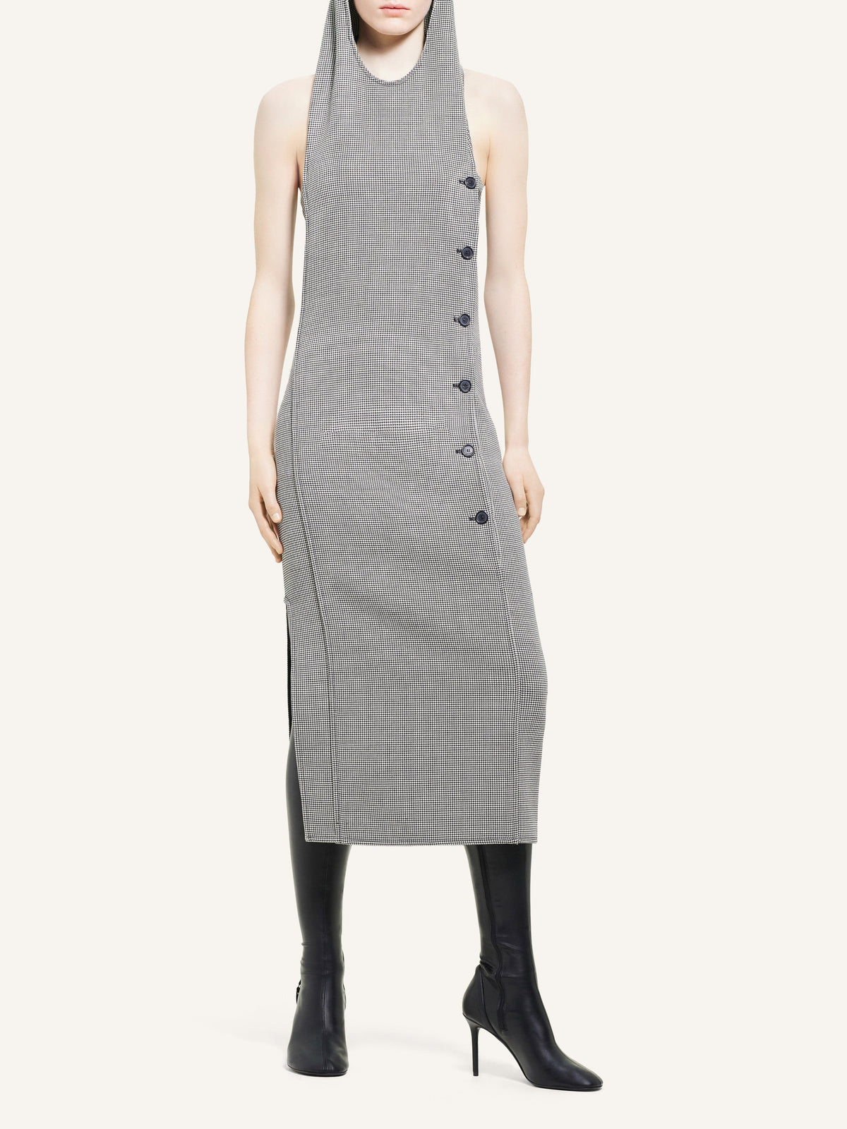 PRIX MARQUE : 250 / MINI ROBE PIED-DE-POULE OBLIQUE ESPACE