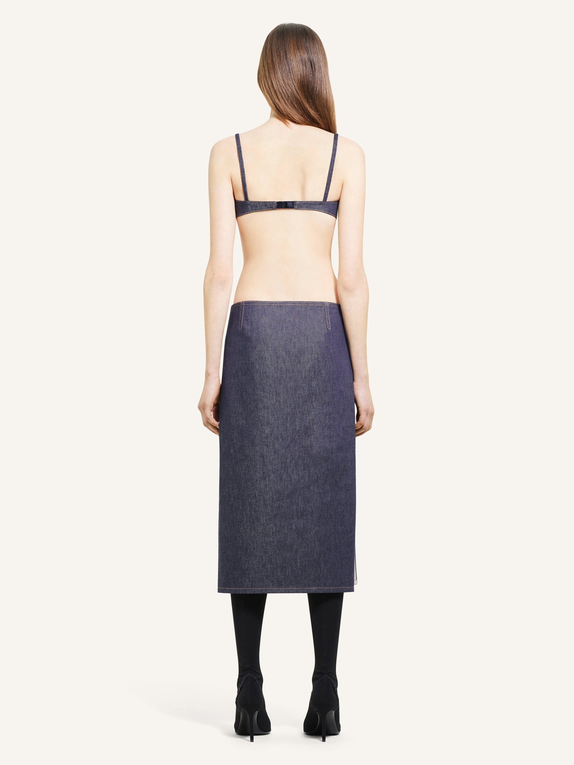 PREMIUM 23pcs NEW / JUPE POCHE CENTRALE EN DENIM - Dark Heather Grey