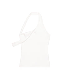 Débardeur asymétrique 90's côtelé - Heritage White