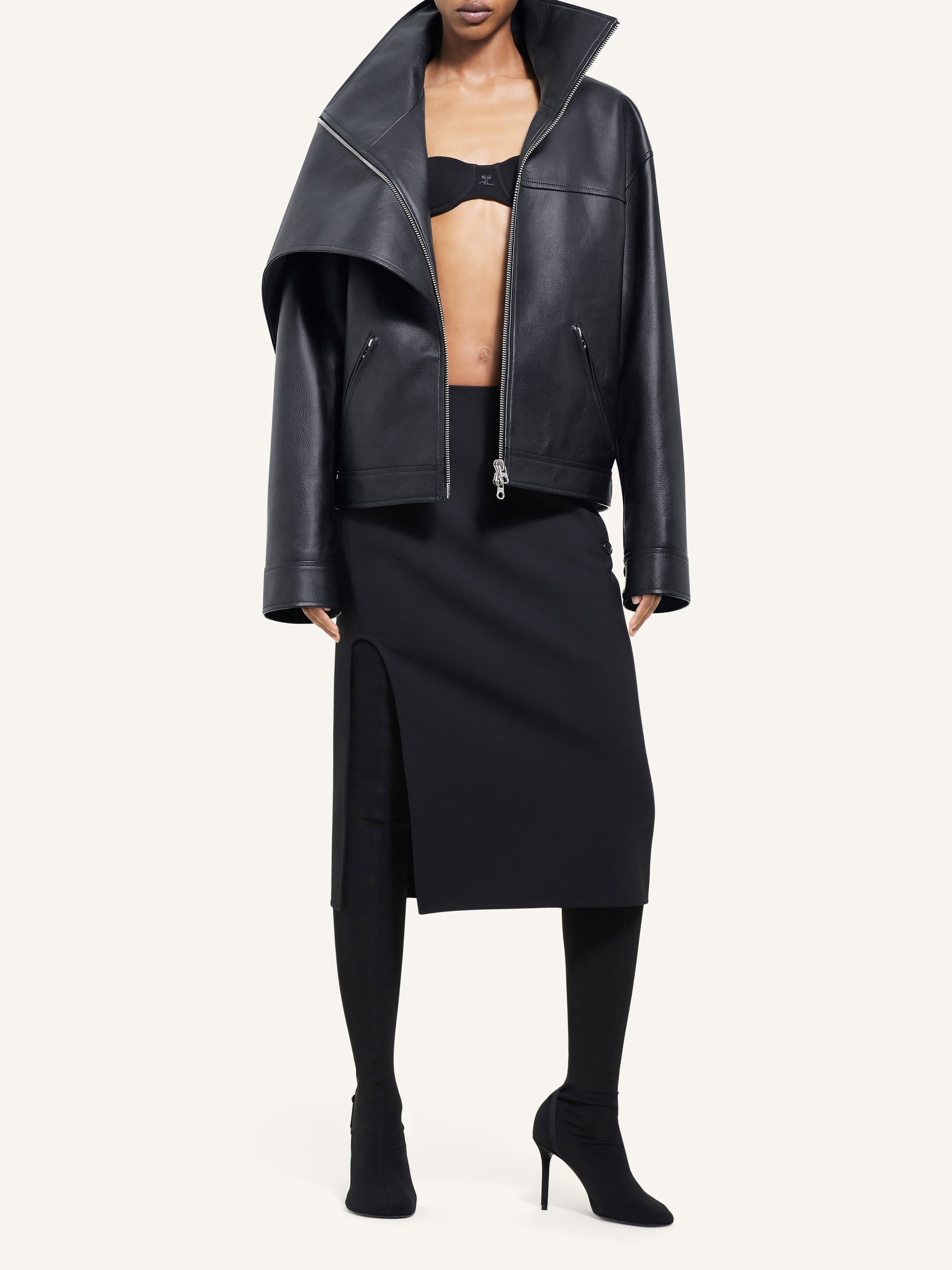 PREMIUM 10pcs NEW / VESTE OVERSIZE EN CUIR  - Black