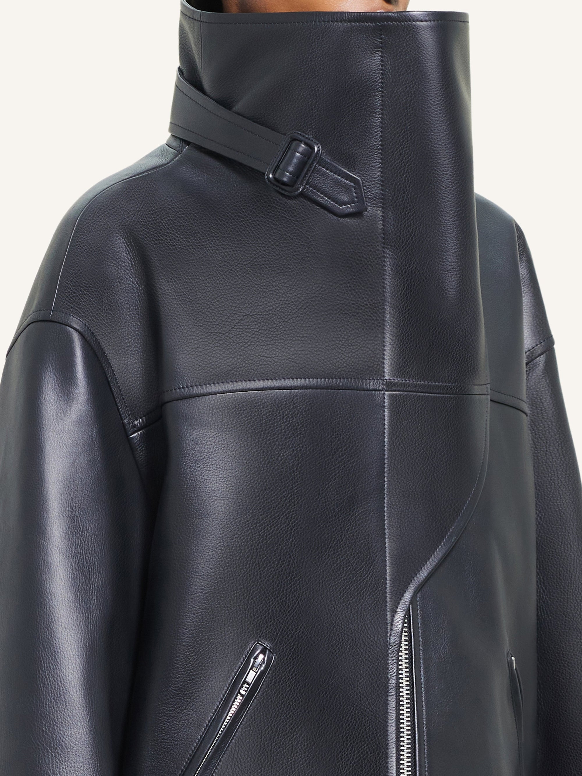 PREMIUM 10pcs NEW / VESTE OVERSIZE EN CUIR  - Black