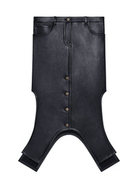 Jupe longue inversée en cuir - Black