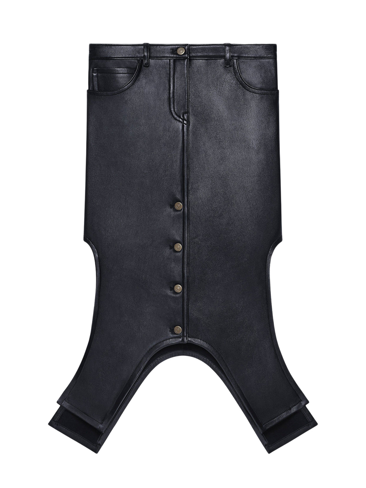 Jupe longue inversée en cuir - Black