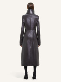 PREMIUM 3pcs NEW / LONG MANTEAU COL SHEARLING EN CUIR