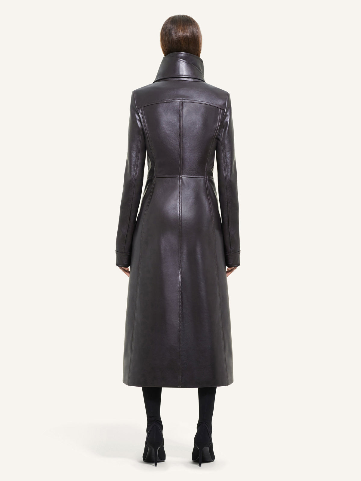 PRIX MARQUE : 2200 / LONG MANTEAU COL SHEARLING EN CUIR