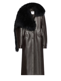PRIX MARQUE : 2200 / LONG MANTEAU COL SHEARLING EN CUIR