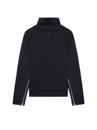 Pull oversize à col montant et manches longues zippées - Black