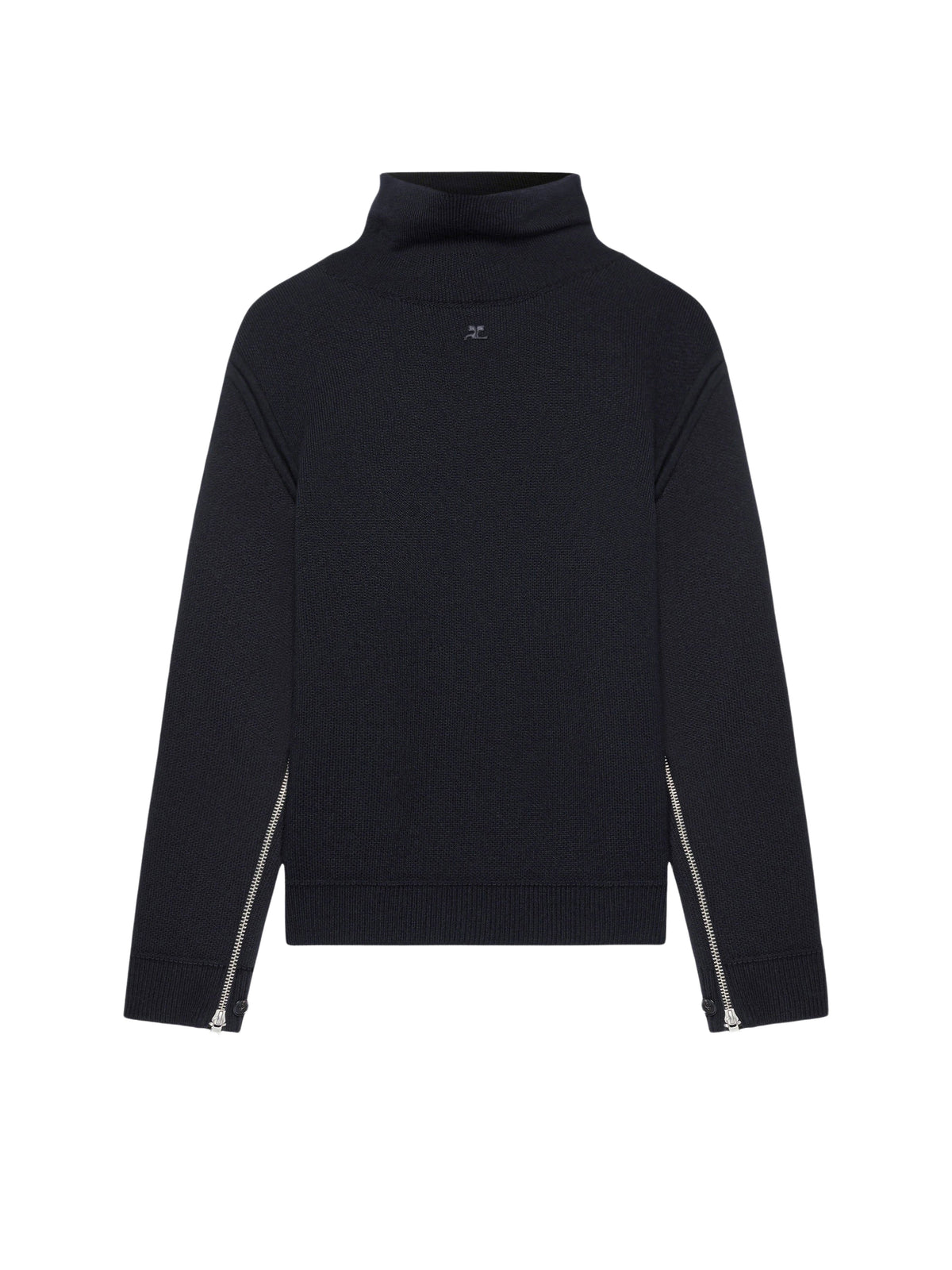 Pull oversize à col montant et manches longues zippées - Black