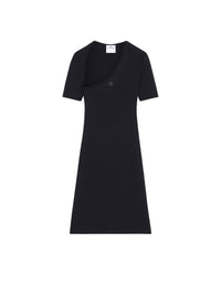 Slash knitted mini dress - Black