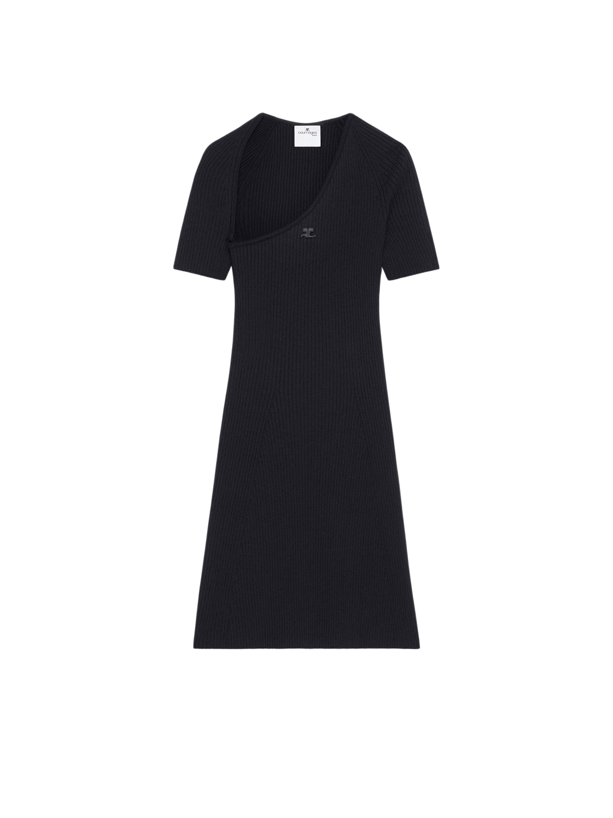 Slash knitted mini dress - Black