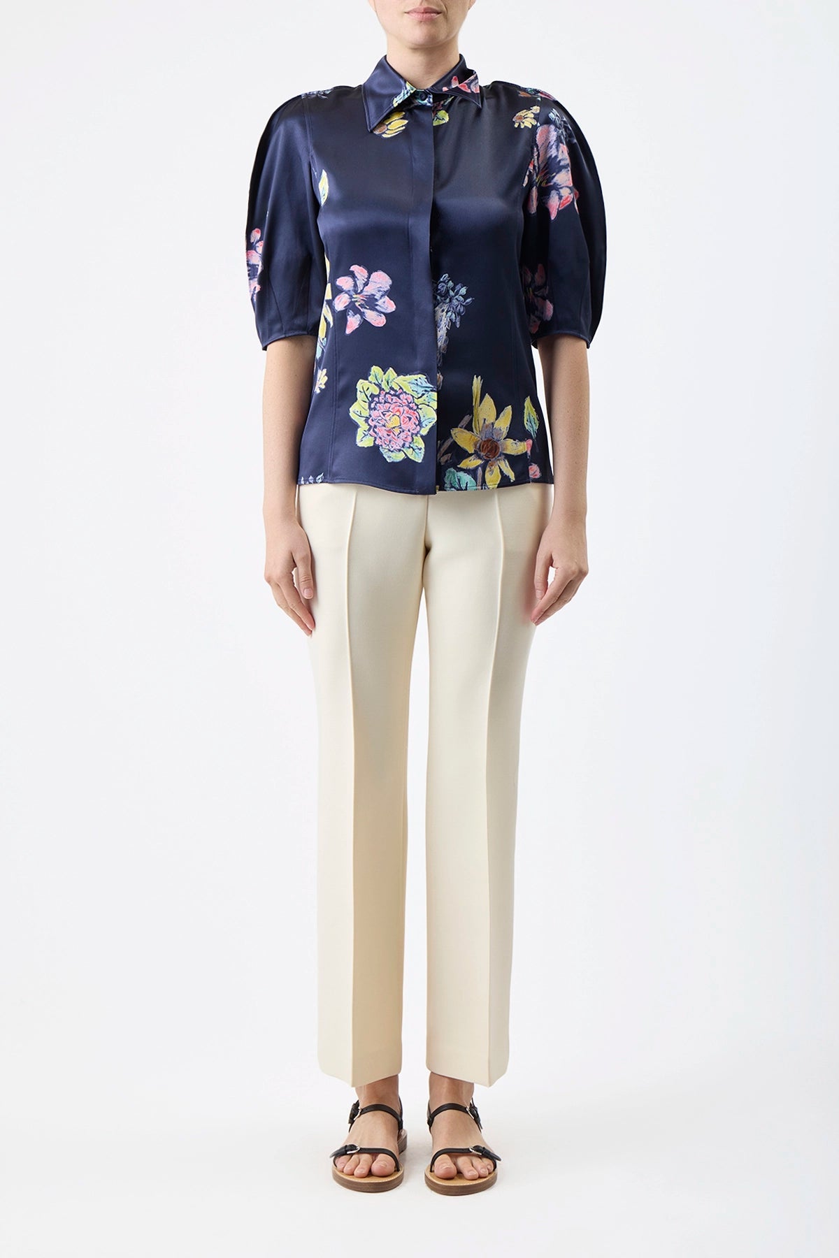 Blue Multi / Top Sansi en soie - Blue Multi