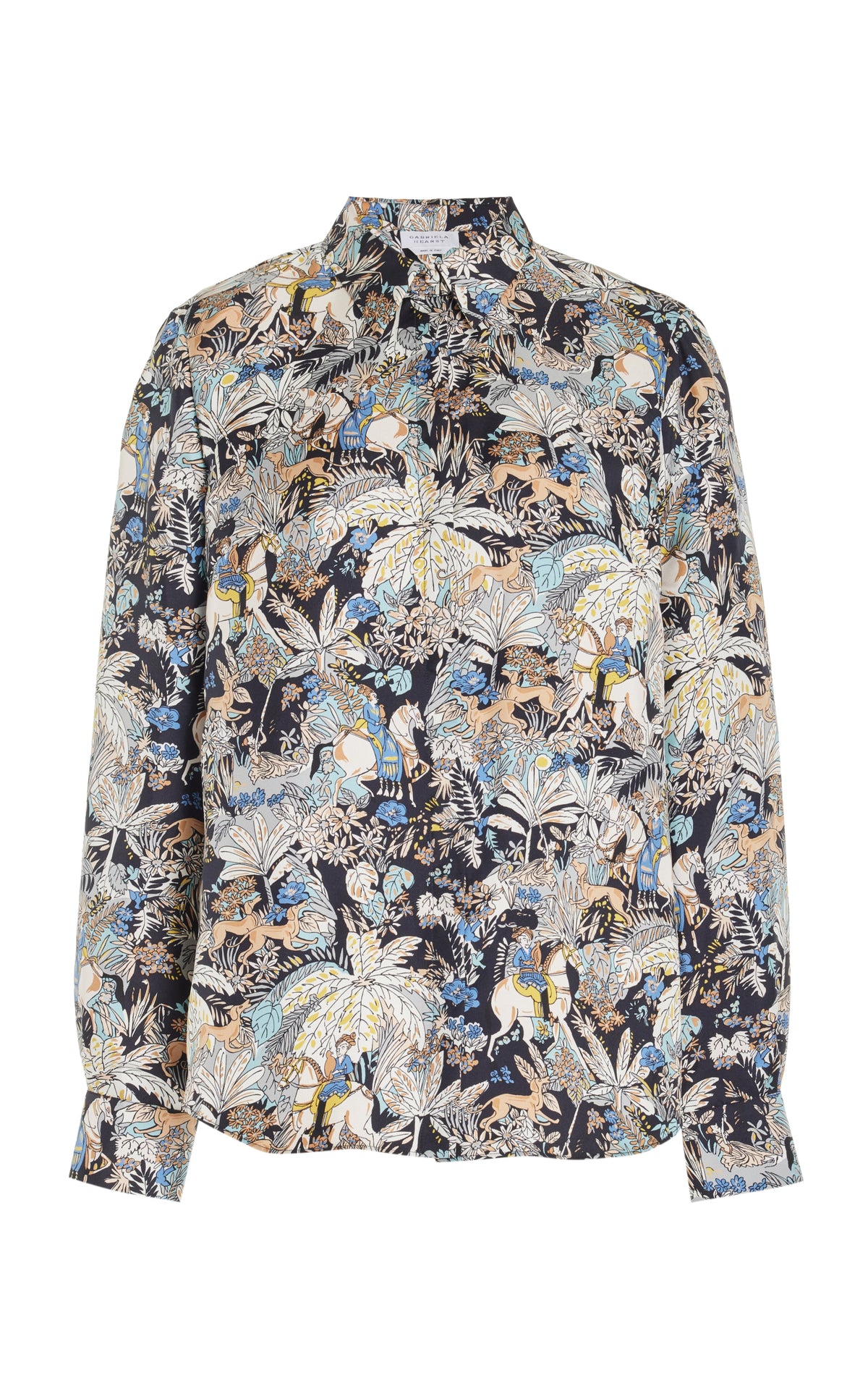 Blue Multi / Blouse Henri en soie - Blue Multi