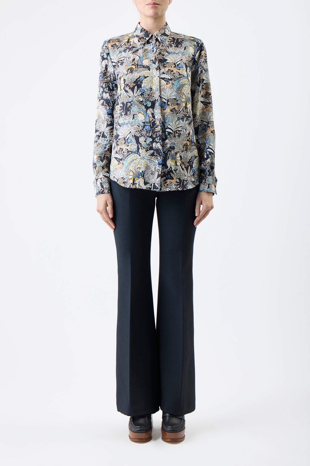 Blue Multi / Blouse Henri en soie - Blue Multi