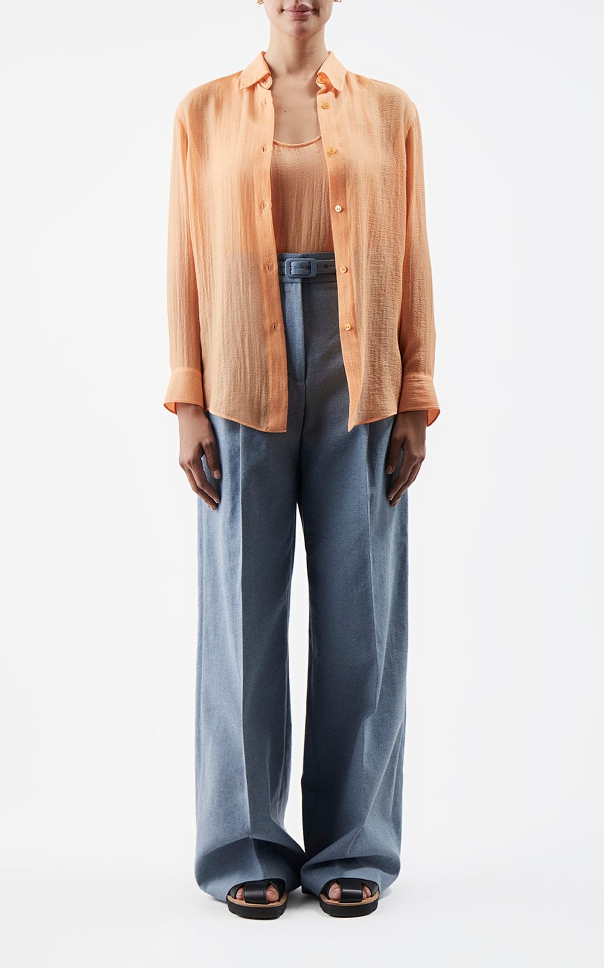 Antelope Orange / Chemise Ferrara en lin et soie - Antelope Orange