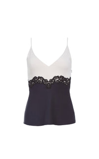 Top Cynthia en soie et laine - Dark Navy