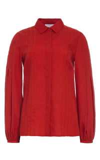 Inga Blouse en orange antilope lin d’aloès popeline de chemise