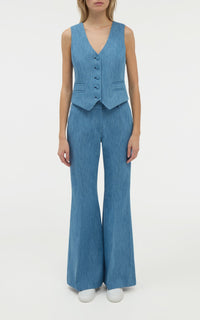 Medium Blue / Pantalon Rhein en coton et lin - Medium Blue