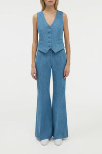 Rhein Pant en bleu moyen coton lin denim