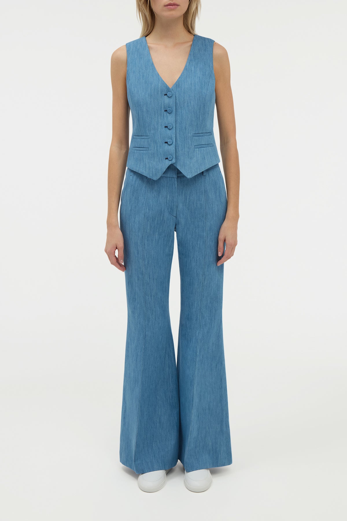 Rhein Pant en bleu moyen coton lin denim