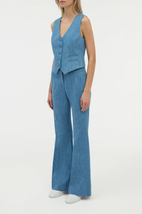 Rhein Pant en bleu moyen coton lin denim
