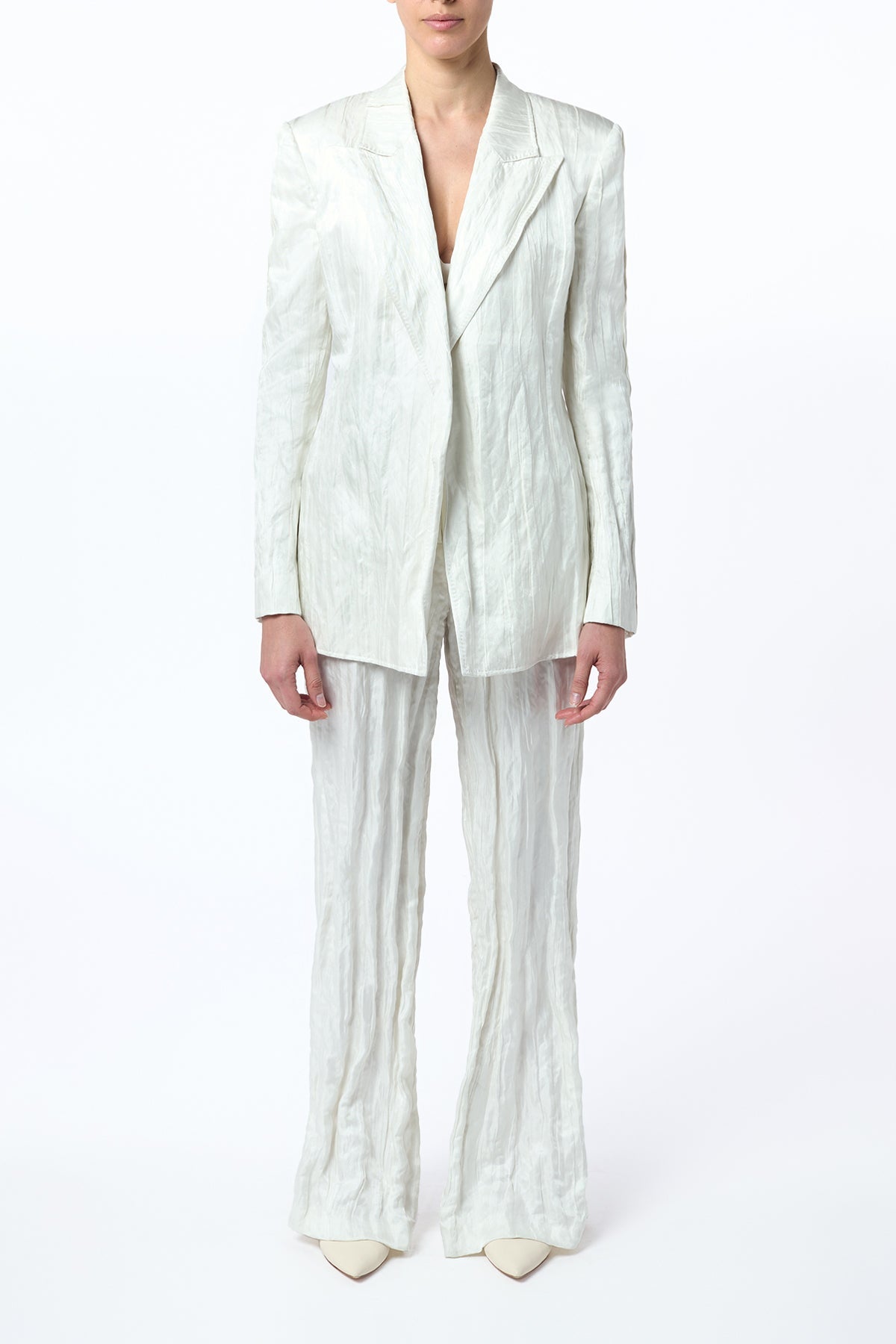 Norman Pant en ivoire soie tweed